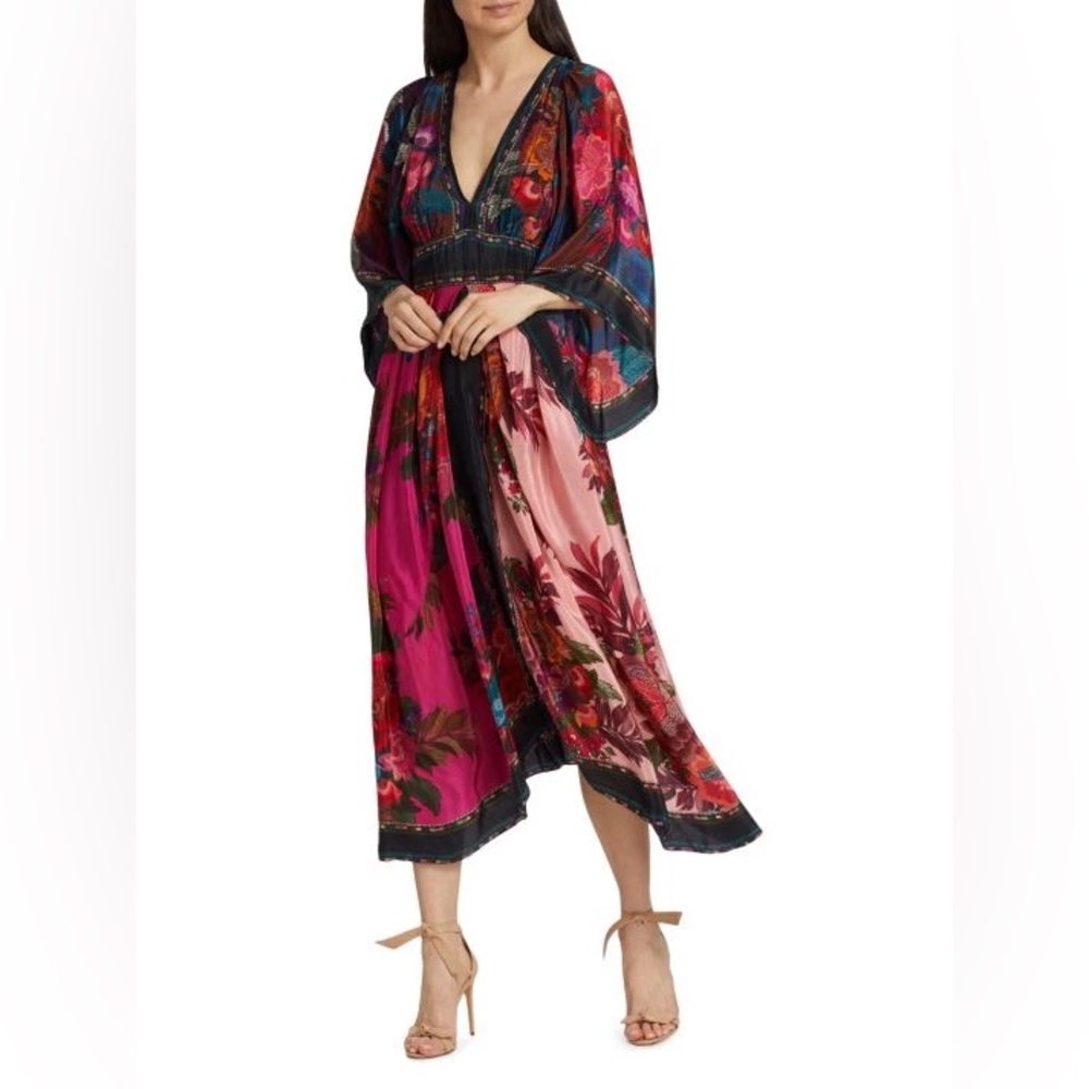FARM Rio Pink and Red Floral Maxi Dress